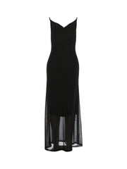 Black Butterfly Decoration Mesh Midi Dress