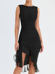 Mesh Ruffle Sleeveless Midi Dress Free From Label