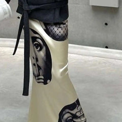 Satin Face Printed Maxi Skirt
