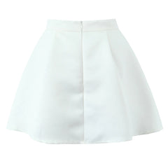 Solid Bow High Waist Mini Skirt With Lining