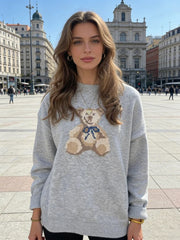 Bear And Puppy Print Knit Pullover