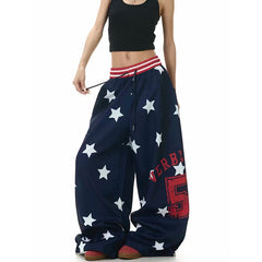 Letter Star Print Drawstring Sweatpants