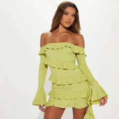 Ruffle Off Shoulder Short Dress
