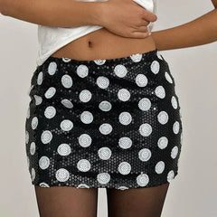 Polka Dot Sequin Mini Skirt