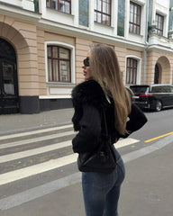 Fur Collar Knitted Cardigan