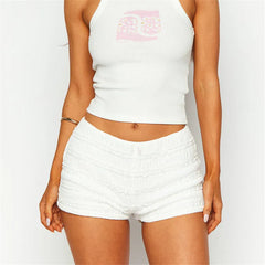 Ruched Low Rise Frill Bloomers Micro Shorts