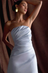 Satin Strapless Drape Mini Dress