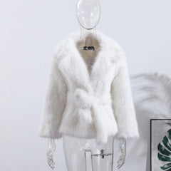 Faux Fur Tie Up Short Coat