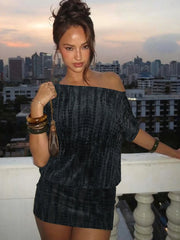 Tie Dye One Shoulder Open Back Mini Dress