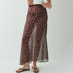 Sheer Polka Dot Midi Skirt