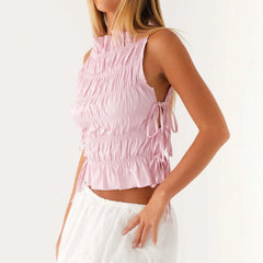 Smocked Tie Up Tank Top