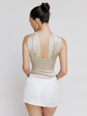 Satin Wrap Around Strap Crop Top
