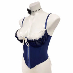 Ruffle Lace Bowknot Buckle Corset Top