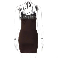 Lace Patchwork Spaghetti Strap Mini Dress