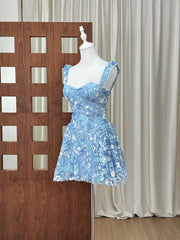 Floral Embroidery Sequins Mini Dress