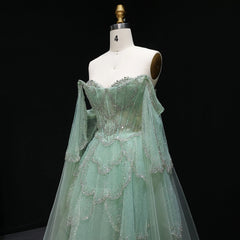 Off-Shoulder Tulle Sequin Flower Petal Embroidered Gown