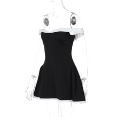 Black Off-shoulder Strap Mini Dress