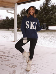 Ski Letter Printed Sweater
