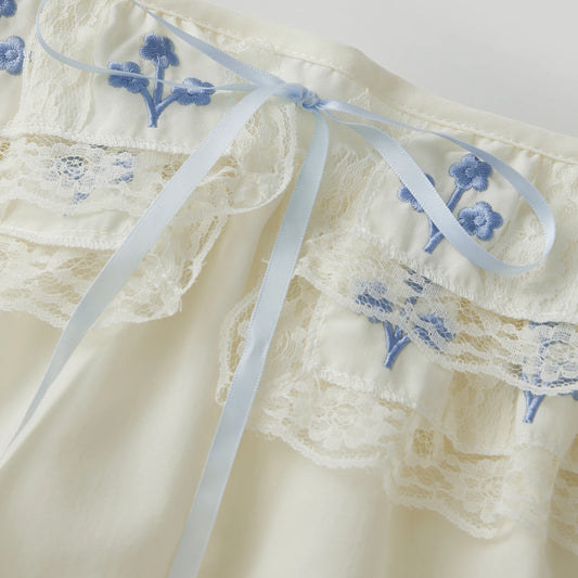 Strapless Ruffle Embroidered Top