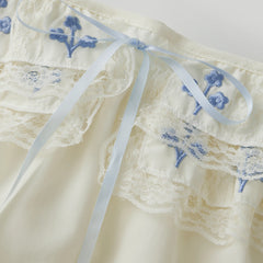 Strapless Ruffle Embroidered Top