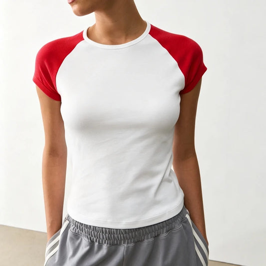 Crewneck Raglan Cropped T-Shirt