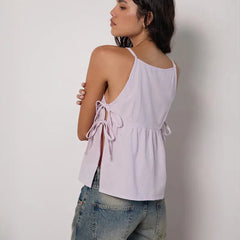 Square Neck Side Tie UP Babydoll Top