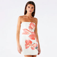 Strapless Printed Mini Dress