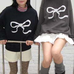 Lace Bow Embroidery Pullover Top