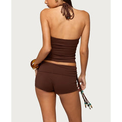 Cross Halter Tank Top and Shorts Set