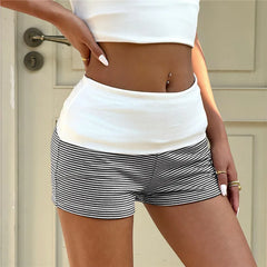 Striped Foldover Waistband Shorts