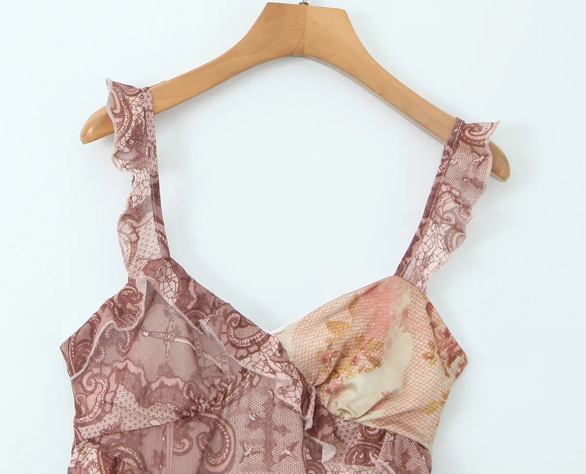 Patterned top on a wooden hanger 