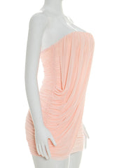 Strapless Folds Drape Mini Dress