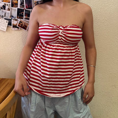 Striped Babydoll Tube Top