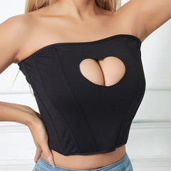 Heart Cutout Strapless Bustier Top