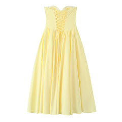 Wire Chest Boning Strapless Midi Dress