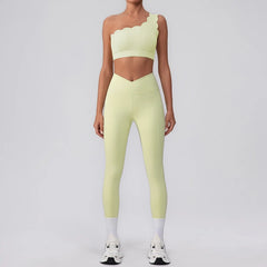 Person wearing a light green sports outfit 