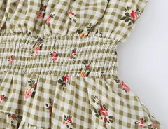 Floral Print Ruffle Strap Smocked Mini Dress