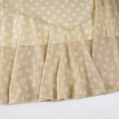 Beige Polka Dot Ruffle Midi Dress
