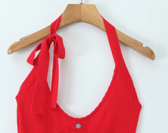 Red Halter Knit Mini Dress