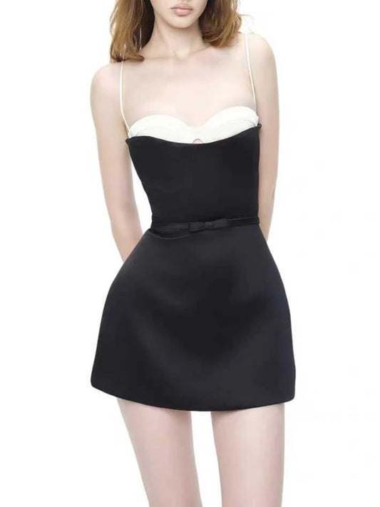 Satin Strapless Bustier Mini Dress