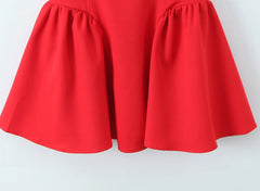 Red Strap Pleated A-Line Mini Dress