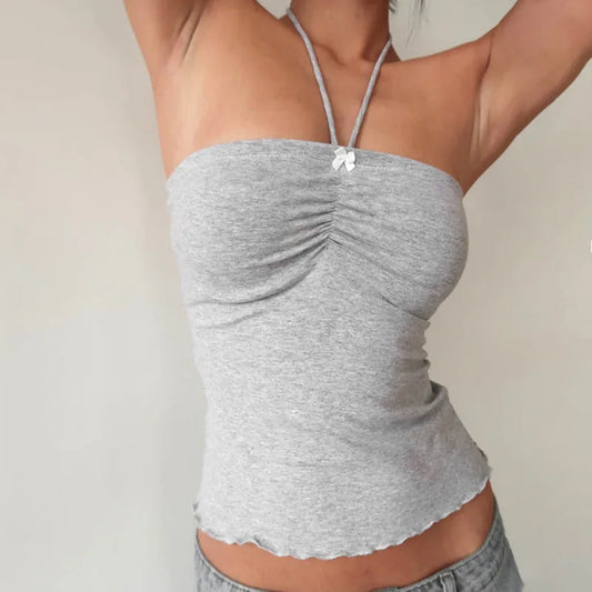 Strappy Tie Up Solid Tube Top