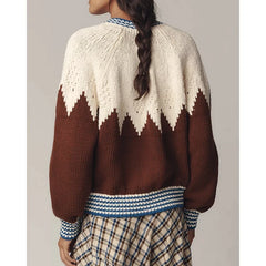 Brown And White Pattern Button Up Cardigan