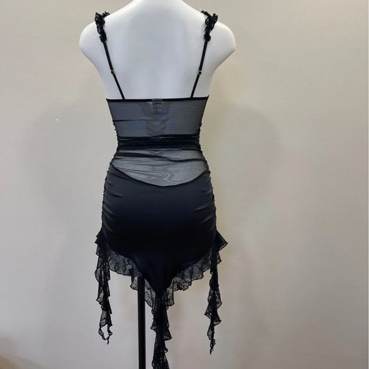 Lace Ruffle Hem Ruched Night Dress