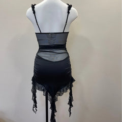 Lace Ruffle Hem Ruched Night Dress