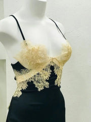 Black Lace Trim Slip Nightdress