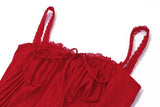 Red Corset Strap Frill Mini Dress