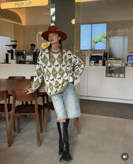 Argyle Print Sweater