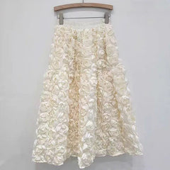 3d Flower Midi Skirt