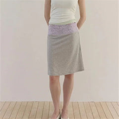 Lace Trim Low Waist Midi Skirt